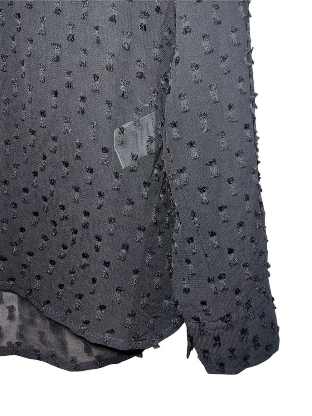 NWT The Shirt by Rochelle Behrens Ruffle Shirt Black Swiss Dot Size Small Sheer - Picture 3 of 9